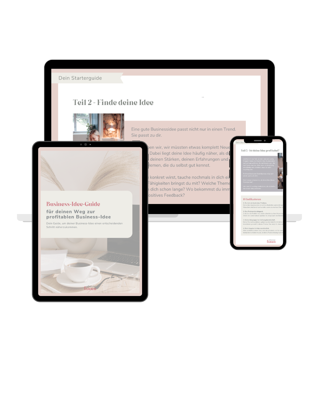 Abbildung des kostenlosen Starterguides für (teil-)selbständige Frauen in der Schweiz.